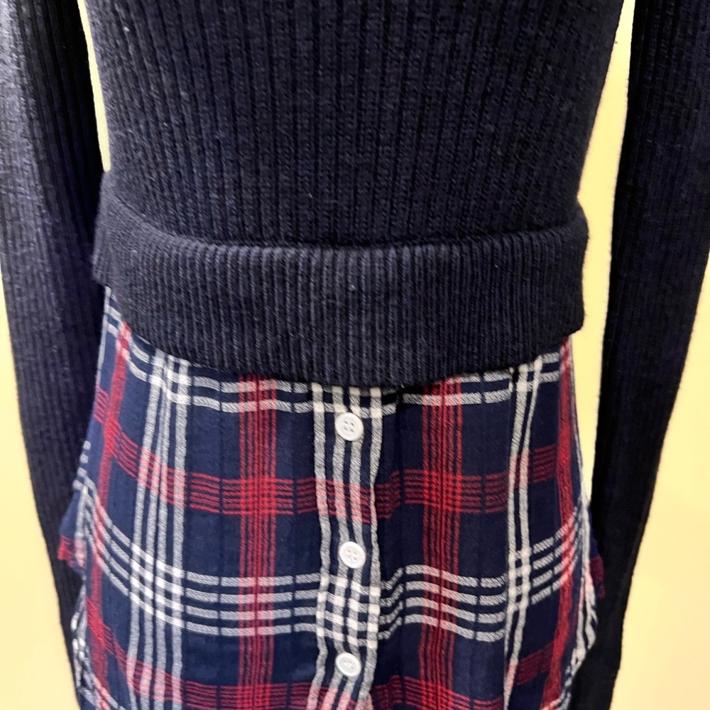 Veronica Beard Navy and Plaid Women's Sweater - Picture 2 of 6